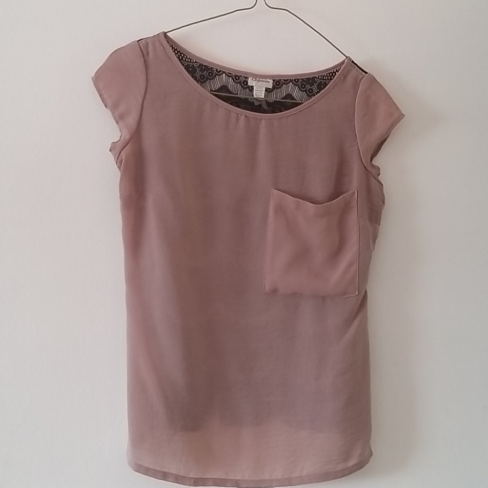 Pink laced back top.
